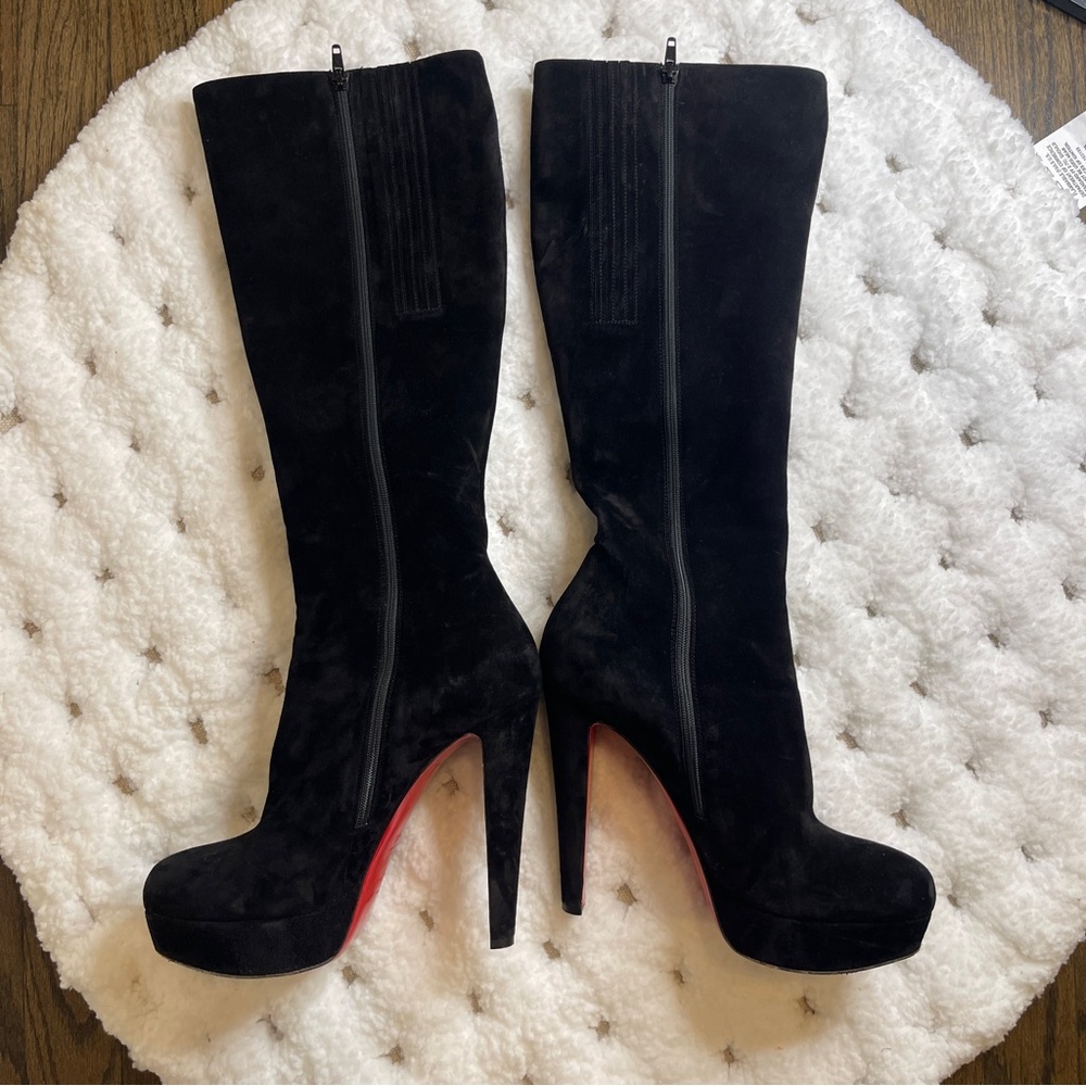 Christian Louboutin Black Heeled Boots with Red Soles